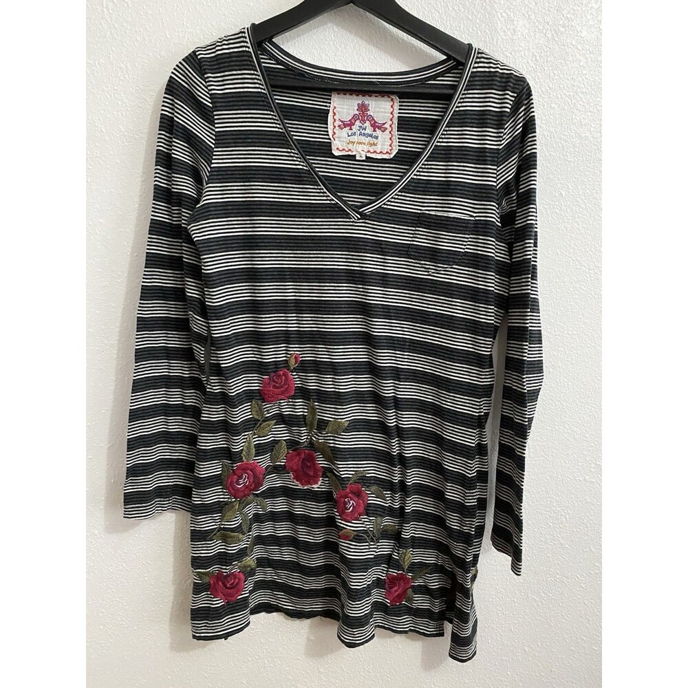 Johnny Was Embroidered Long Sleeve Tunic Top M Relaxed Fit D61